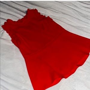 Ann Taylor Red Ruffle Peplum Blouse Size 8